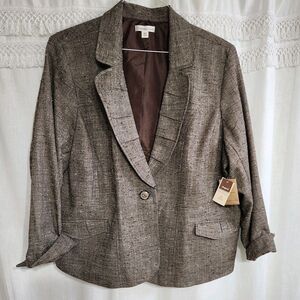 Womens Blazer W24 Brown Tweed Academia Career Office/Casual Coldwater Creek NWT